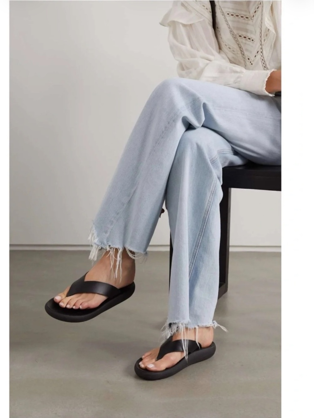 Ancient Greek Sandals Black Leather Flip-Flops